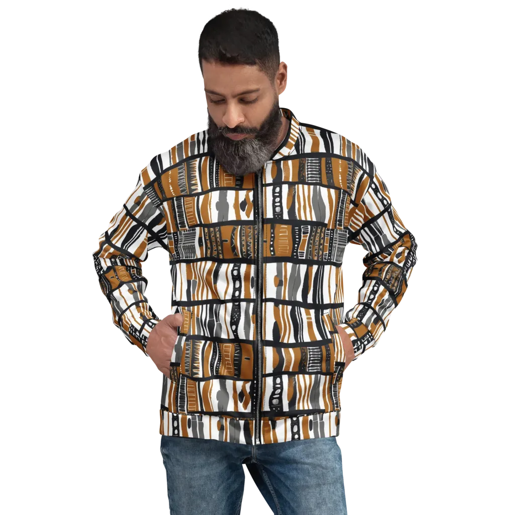 Ochre Rhythm on Bomber Jacket — Front