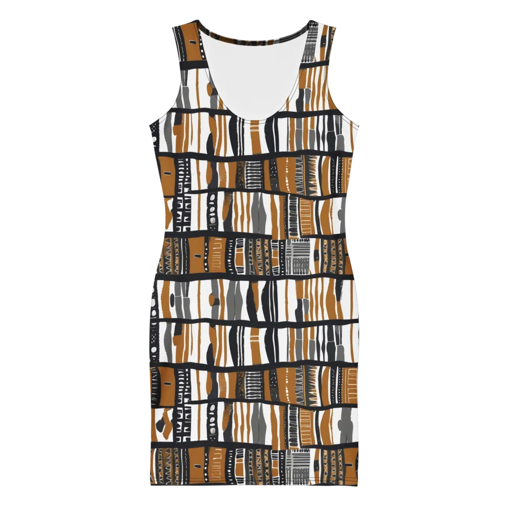 Ochre Rhythm on Bodycon Dress — Front