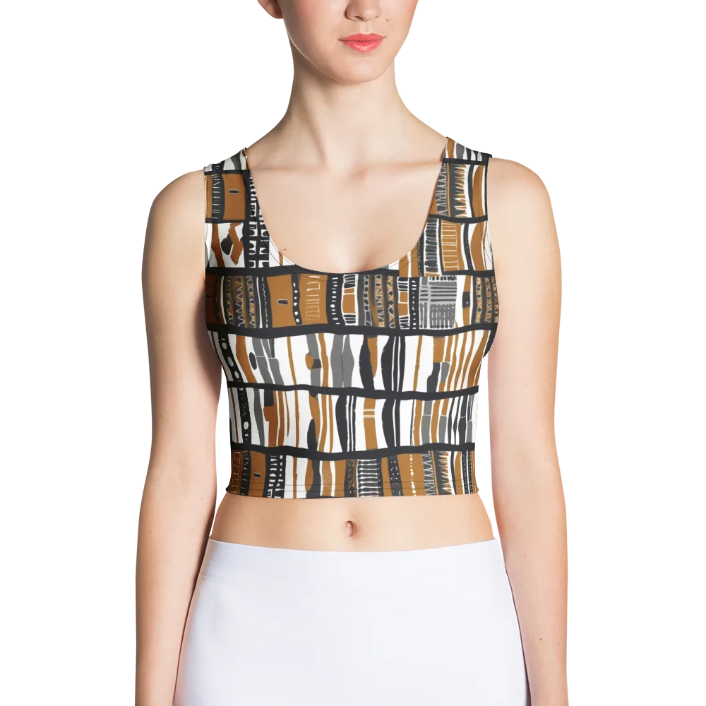 Ochre Rhythm on Crop Top — Front