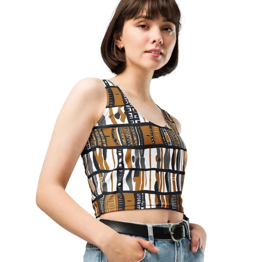 Ochre Rhythm on Crop Top — Right Front