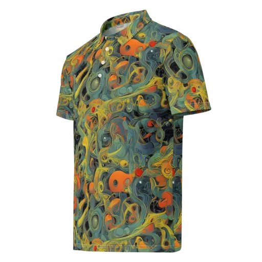 Orbital Tide on a Men's Slim Fit Polo Shirt