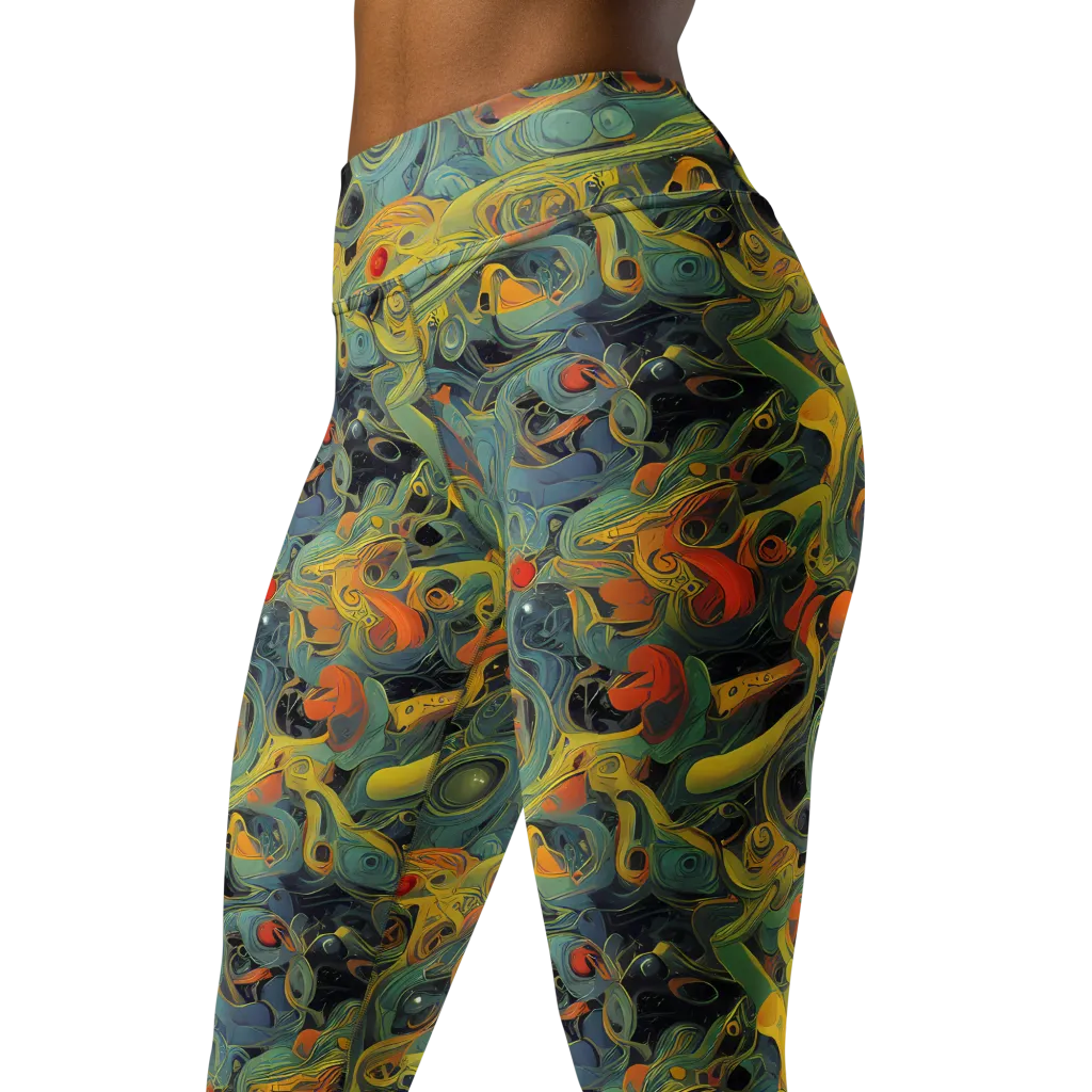 Orbital Tide on Yoga Leggings — Left Front