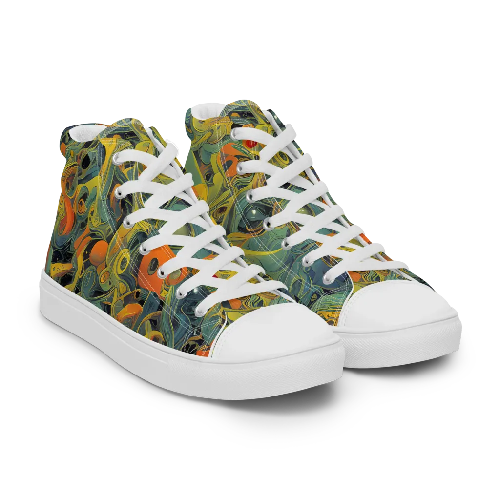 Orbital Tide on Men's High Top Canvas Shoes — Right Front