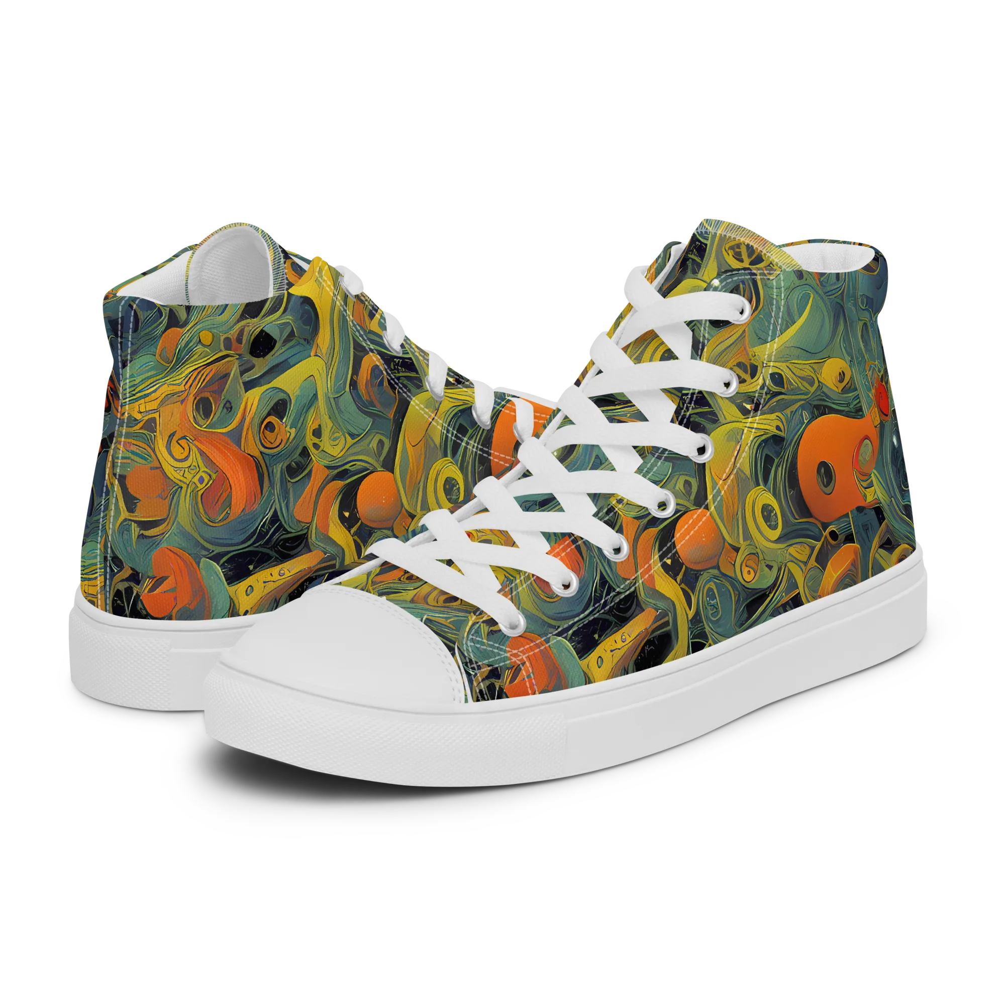Orbital Tide on Men's High Top Canvas Shoes — Left