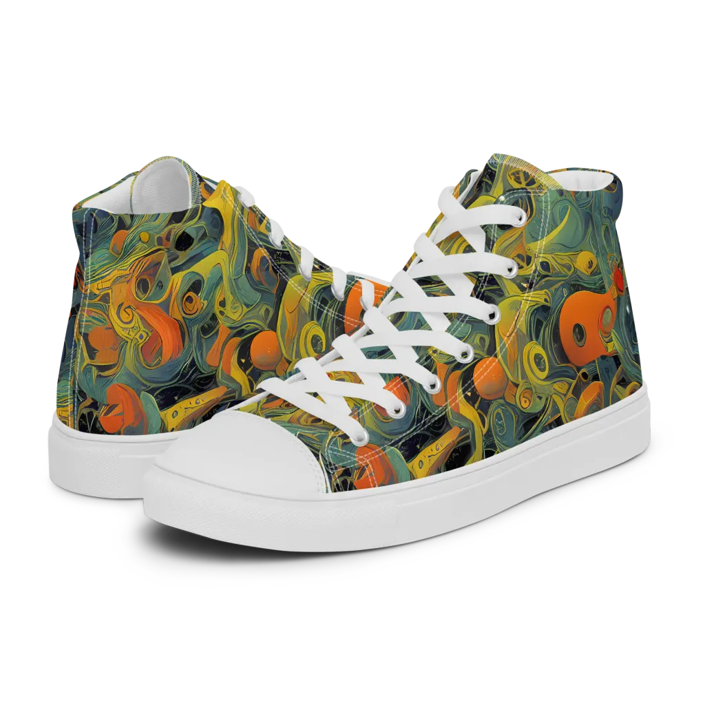 Orbital Tide on Men's High Top Canvas Shoes — Left