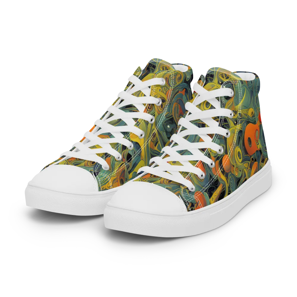 Orbital Tide on Women's High Top Canvas Shoes — Left Front