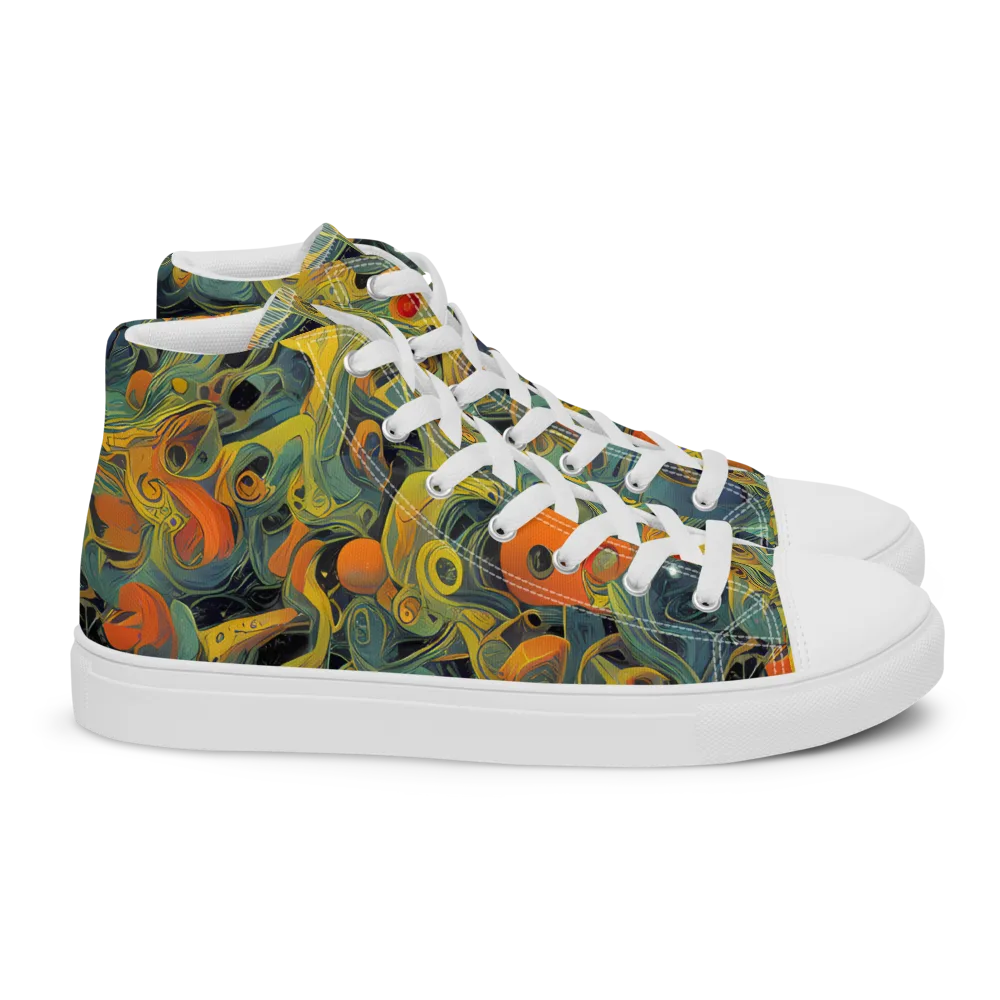 Orbital Tide on Women's High Top Canvas Shoes — Right