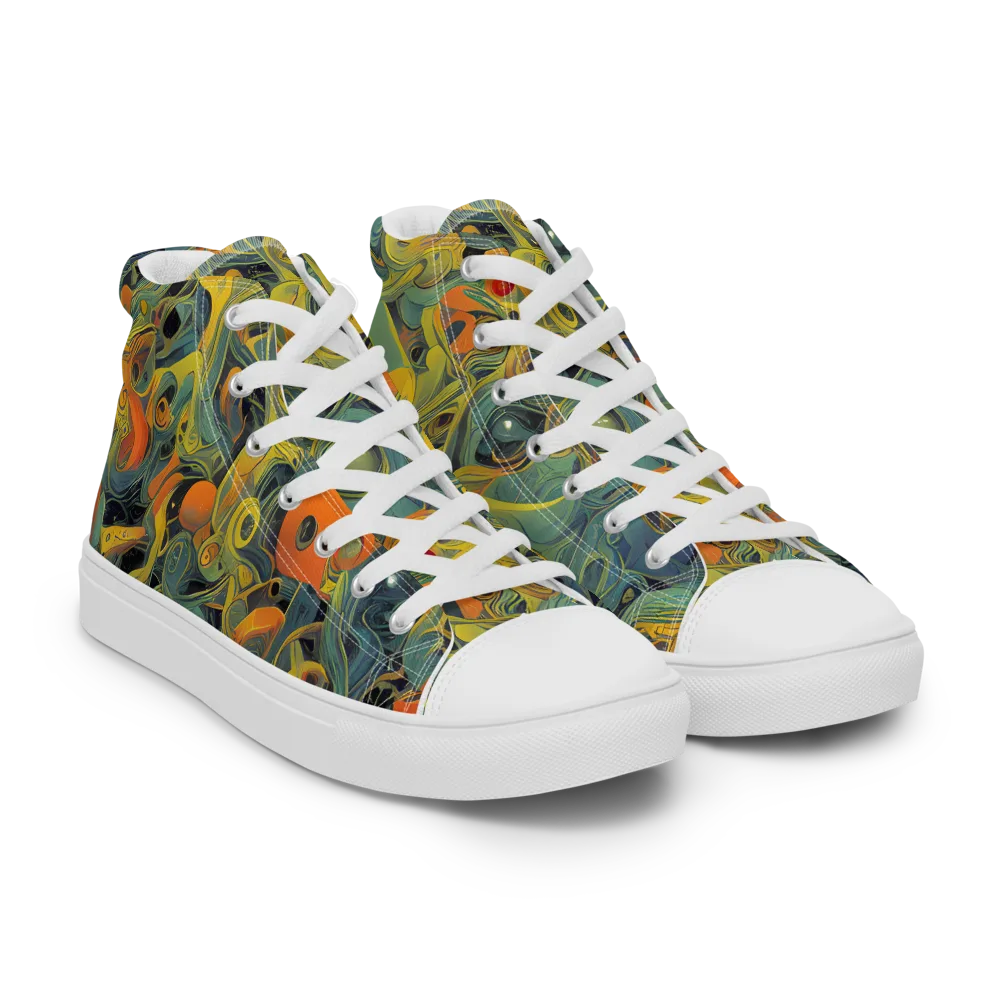 Orbital Tide on Women's High Top Canvas Shoes — Right Front