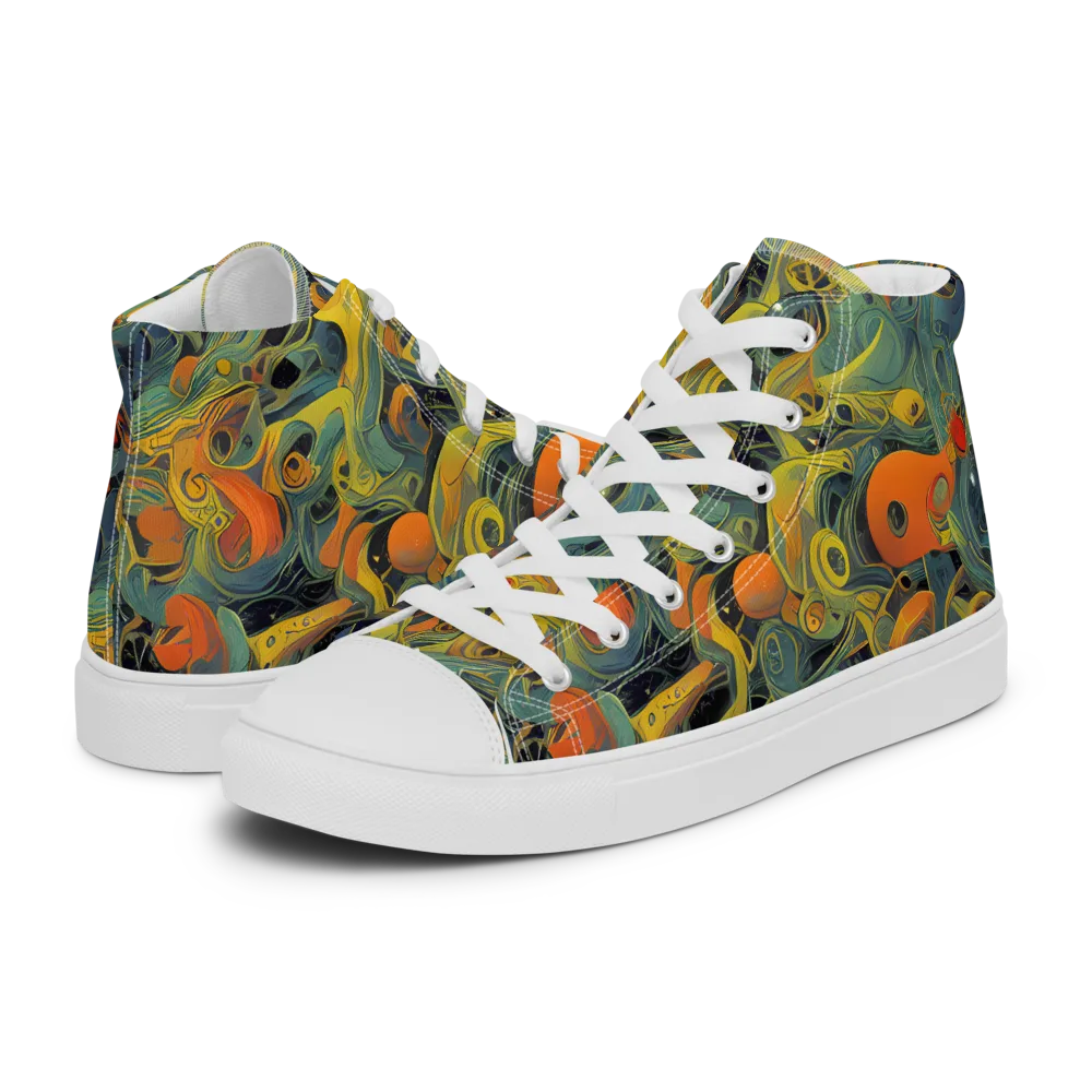 Orbital Tide on Women's High Top Canvas Shoes — Left