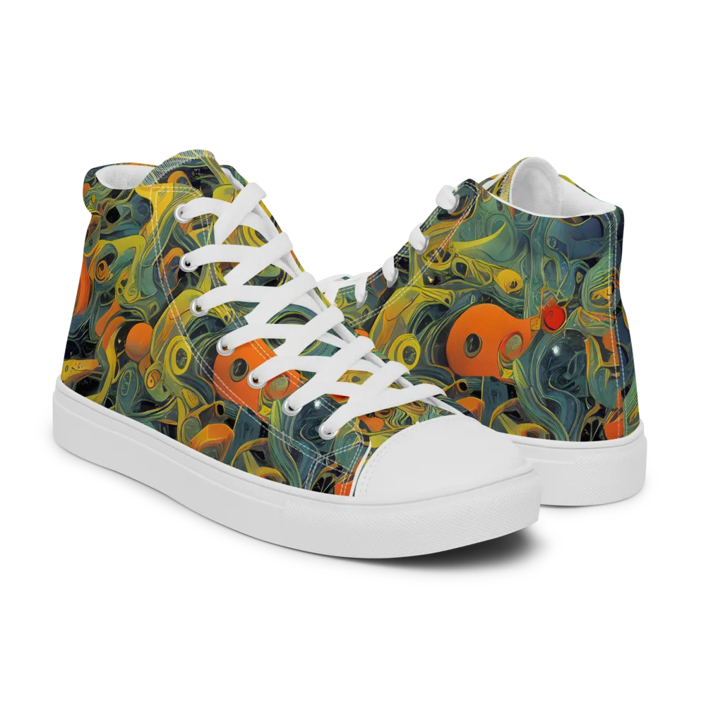 Orbital Tide on Women's High Top Canvas Shoes — Right