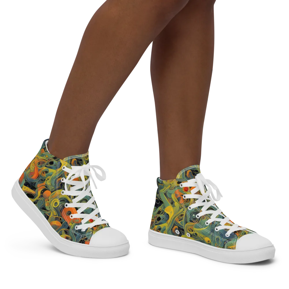 Orbital Tide on Women's High Top Canvas Shoes — Right