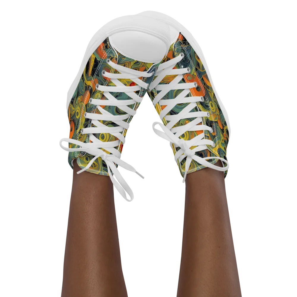 Orbital Tide on Women's High Top Canvas Shoes — Front