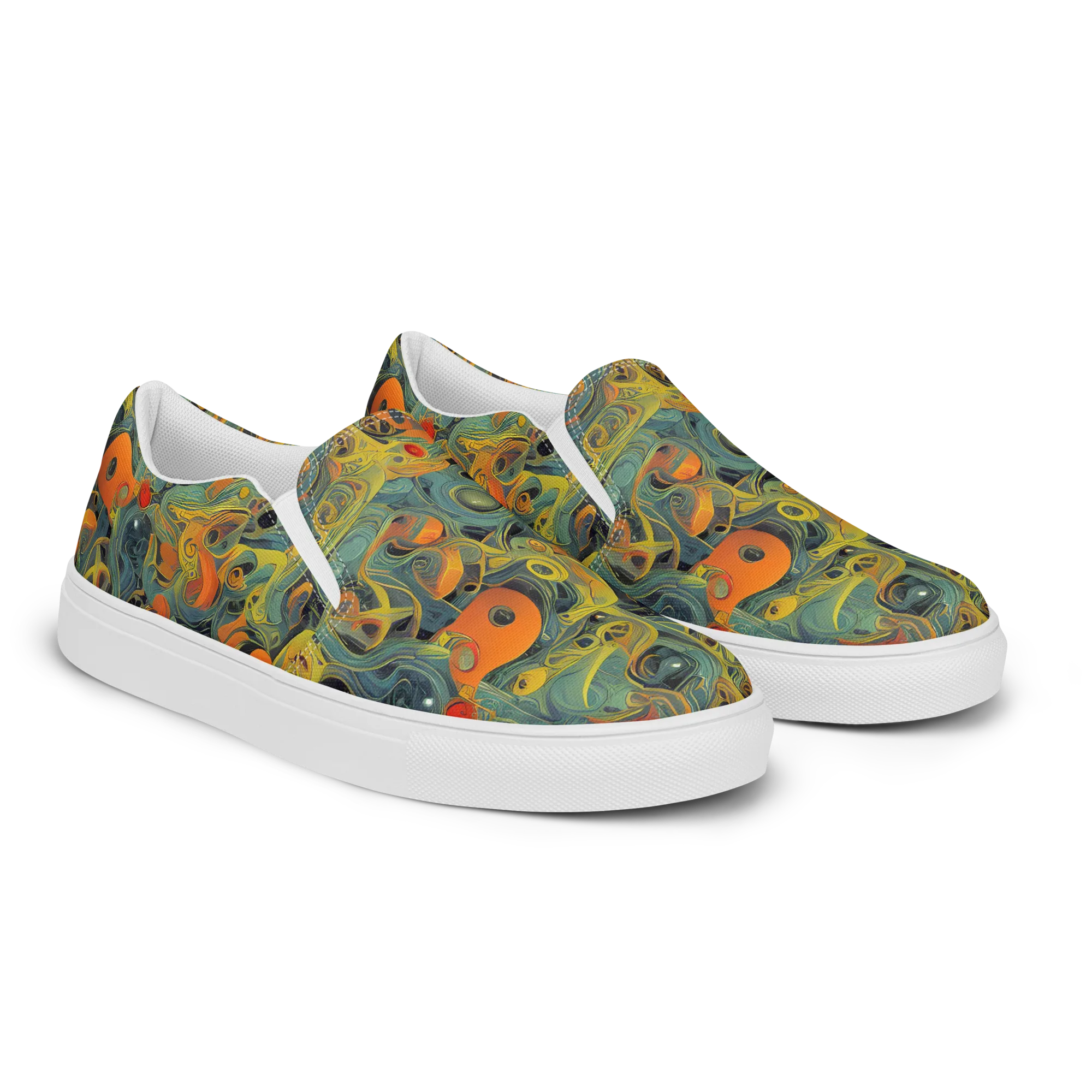 Orbital Tide on Men's Slip-On Canvas Shoes — Right Front
