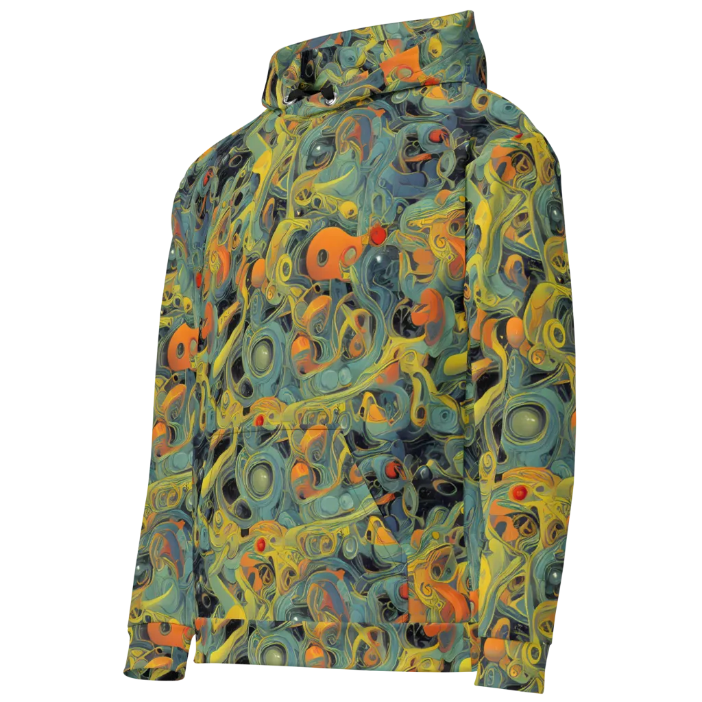 Orbital Tide on Cotton Hoodie — Left Front