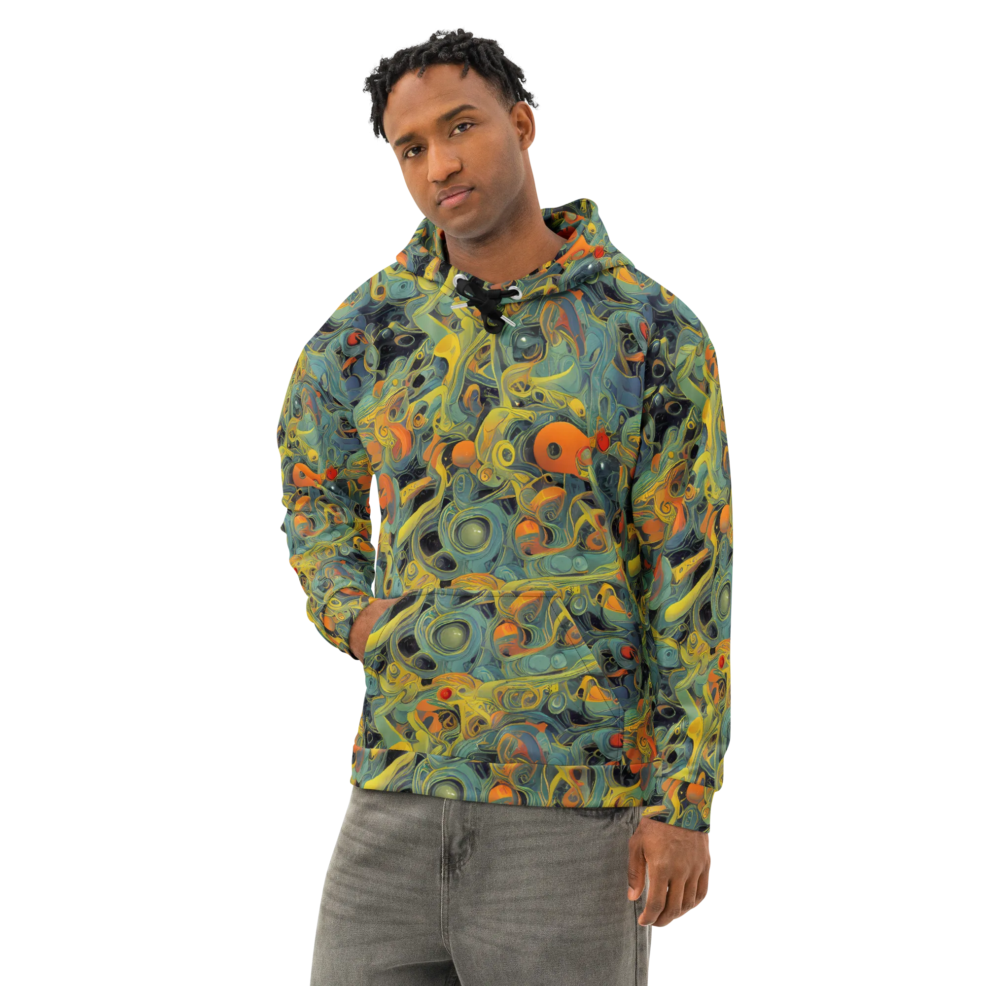 Orbital Tide on Cotton Hoodie — Left Front