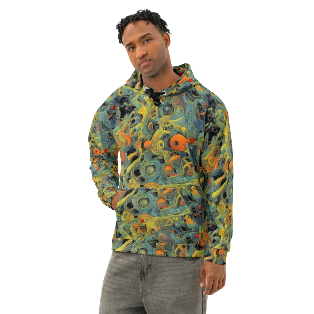 Orbital Tide on Cotton Hoodie — Left Front