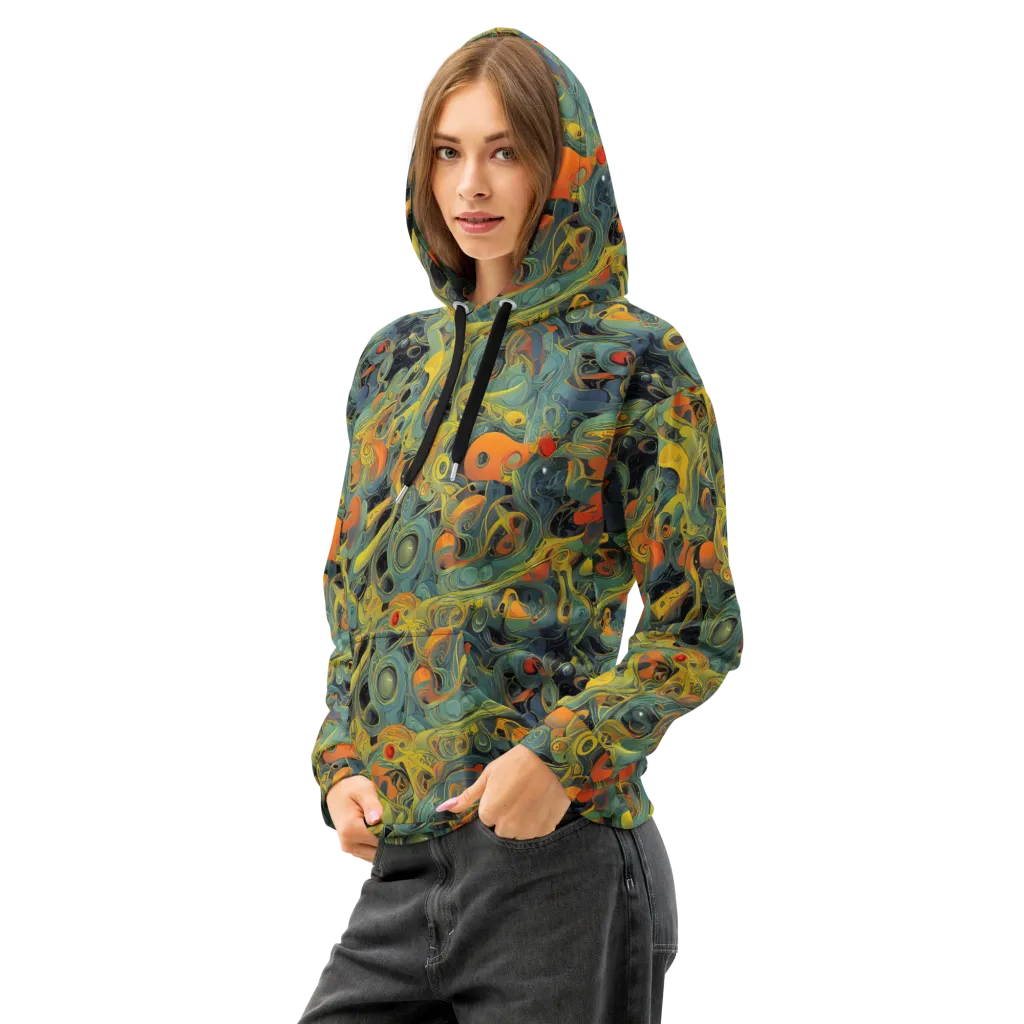Orbital Tide on Cotton Hoodie — Left Front