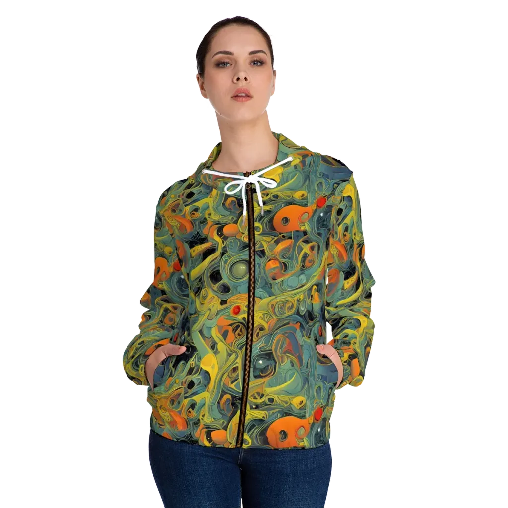 Orbital Tide on Women's Full-Zip Hoodie — Front On Person