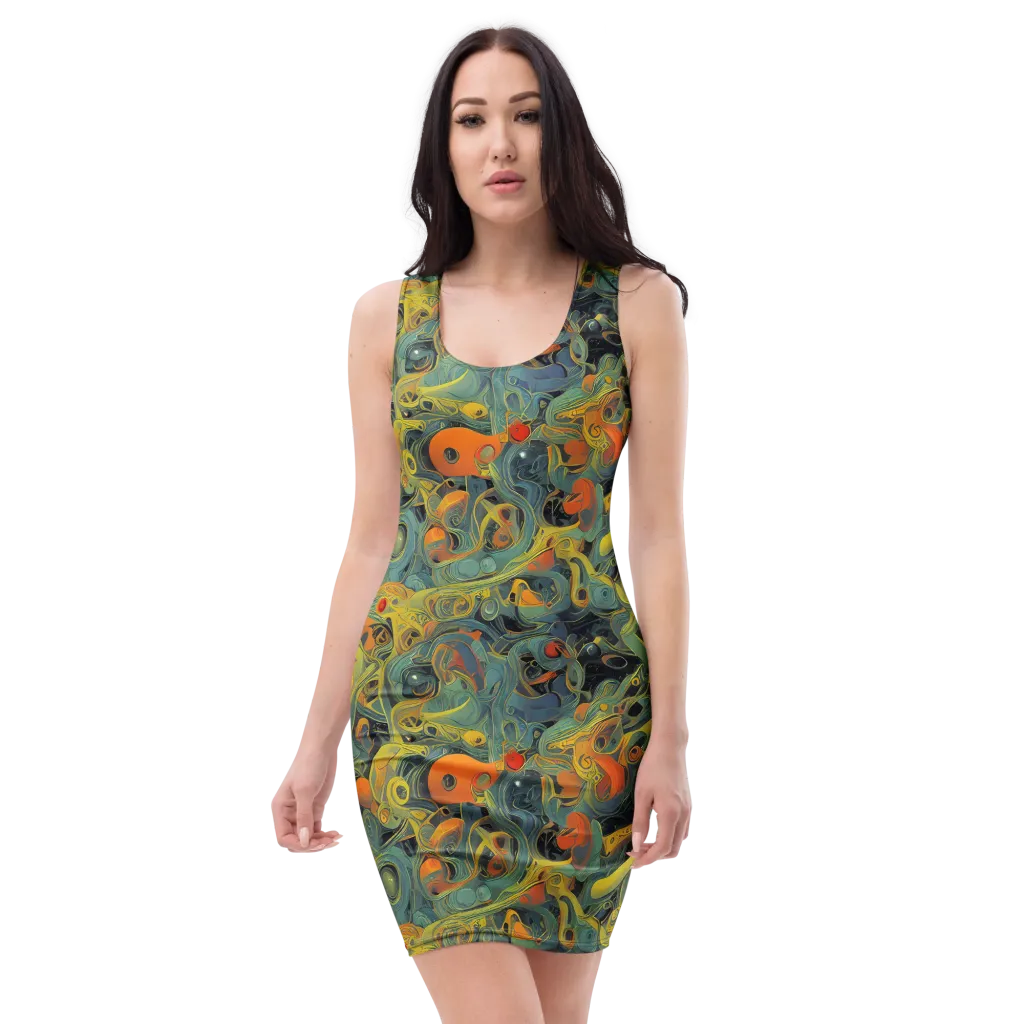 Orbital Tide on Bodycon Dress — Front