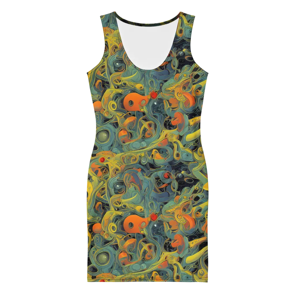 Orbital Tide on Bodycon Dress — Front