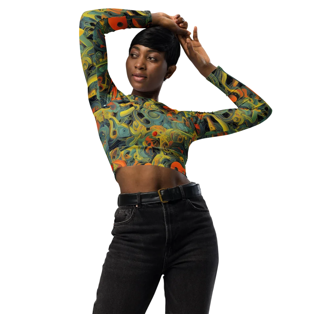 Orbital Tide on Long Sleeve Crop Top — Front