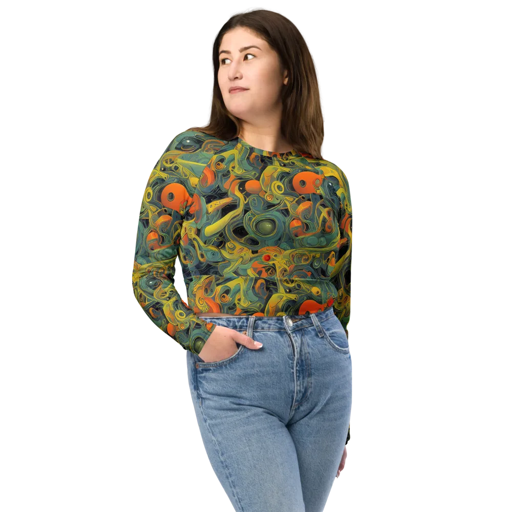 Orbital Tide on Long Sleeve Crop Top — Front