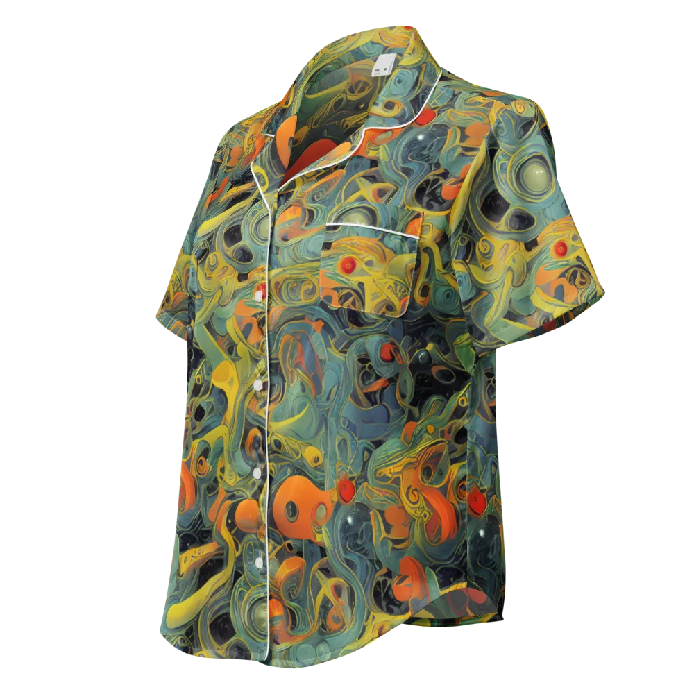 Orbital Tide on Women's Short Sleeve Pajama Top — Left Front