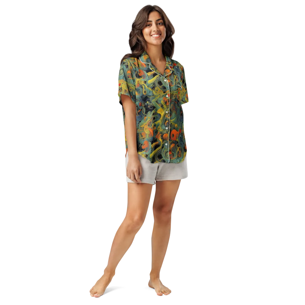Orbital Tide on Women's Short Sleeve Pajama Top — Front
