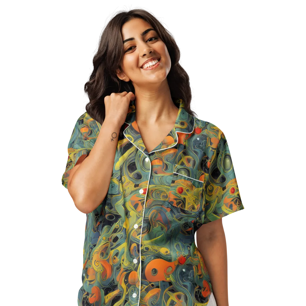 Orbital Tide on Women's Short Sleeve Pajama Top — Front