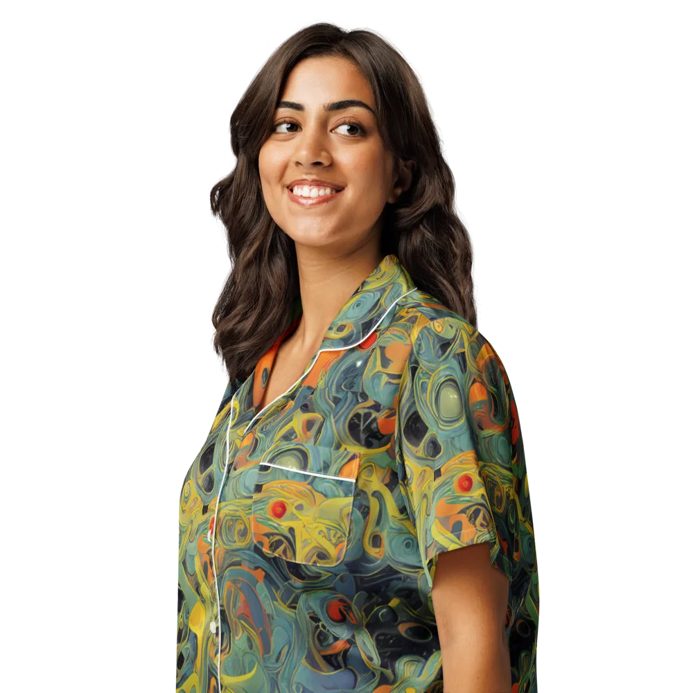 Orbital Tide on Women's Short Sleeve Pajama Top — Left Front