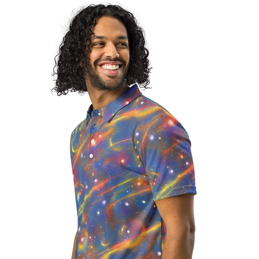 Astral Aurora on Men's Slim Fit Polo Shirt — Left Front
