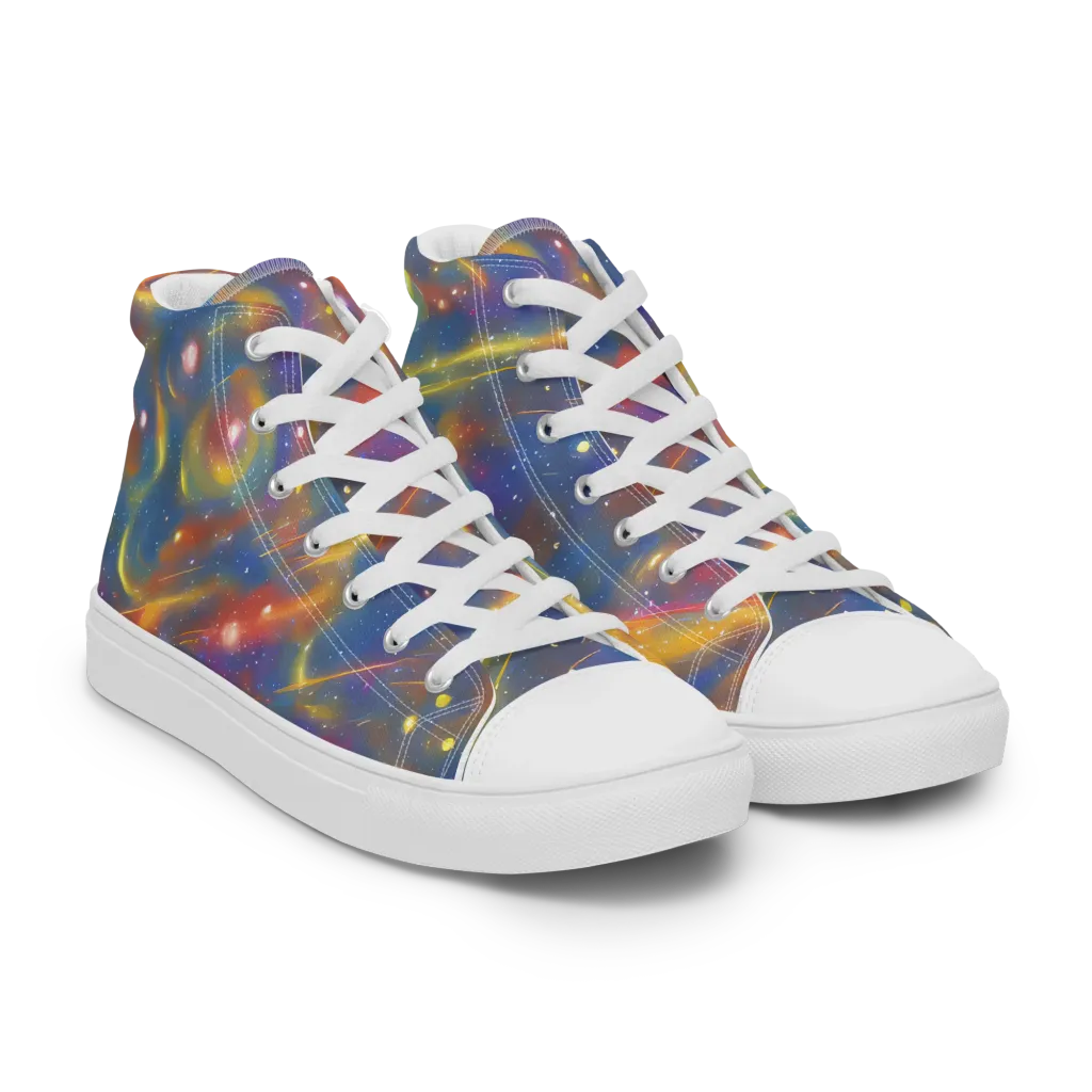 Astral Aurora on Men's High Top Canvas Shoes — Right Front
