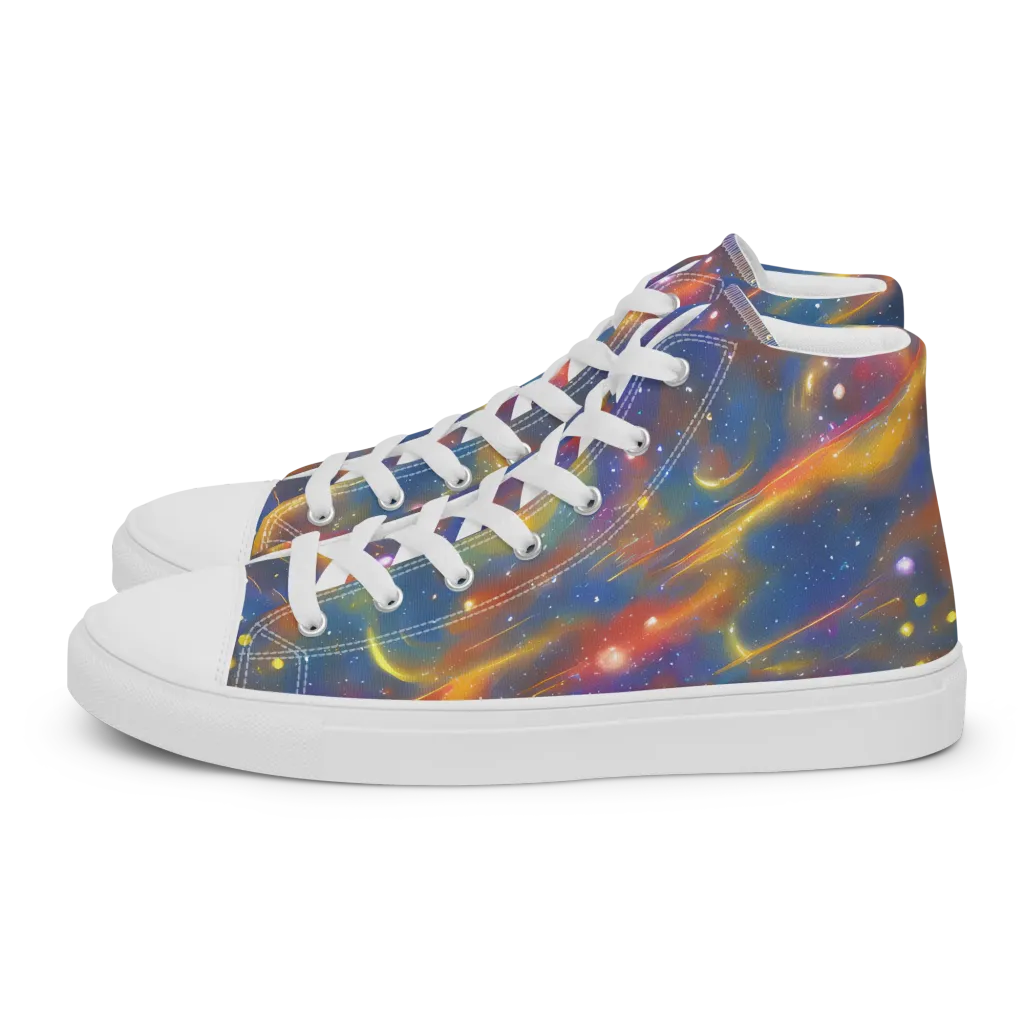 Astral Aurora on Men's High Top Canvas Shoes — Left
