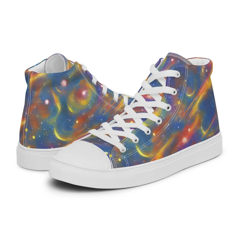 Astral Aurora on Men's High Top Canvas Shoes — Left