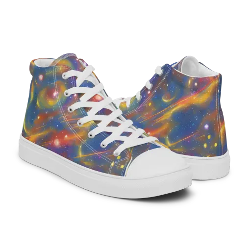 Astral Aurora on a Men's High Top Canvas Shoes