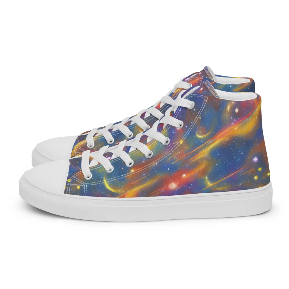 Astral Aurora on Women's High Top Canvas Shoes — Left