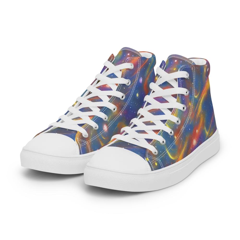 Astral Aurora on Women's High Top Canvas Shoes — Left Front