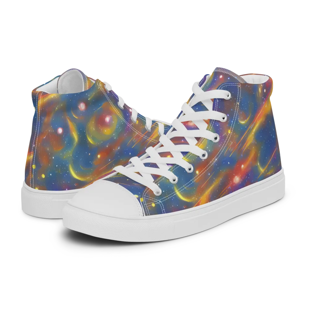 Astral Aurora on Women's High Top Canvas Shoes — Left