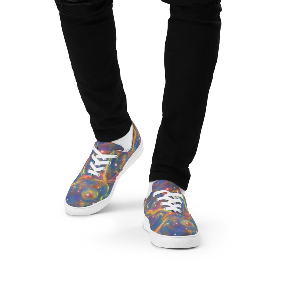 Astral Aurora on Men's Lace-Up Canvas Shoes — Front