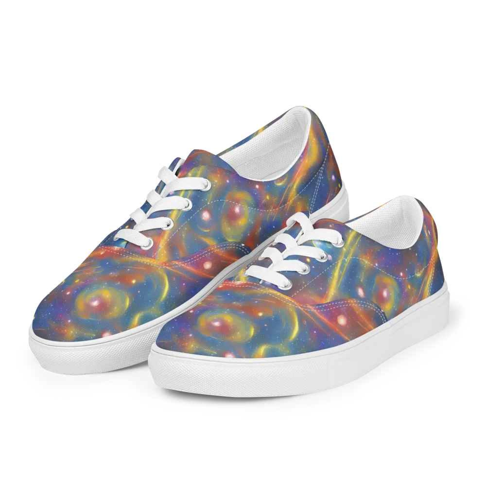 Astral Aurora on Men's Lace-Up Canvas Shoes — Left Front