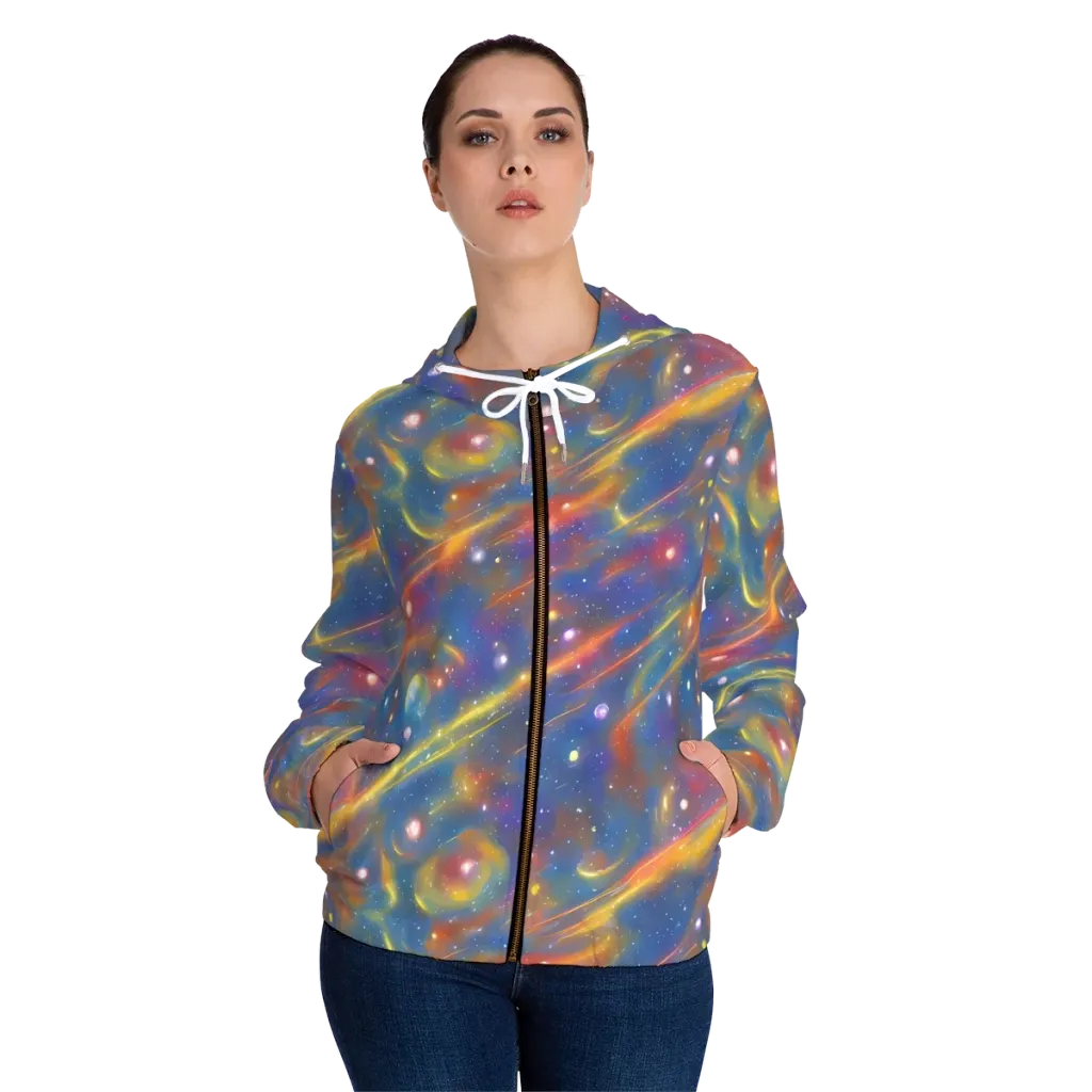 Astral Aurora on Women's Full-Zip Hoodie — Front On Person