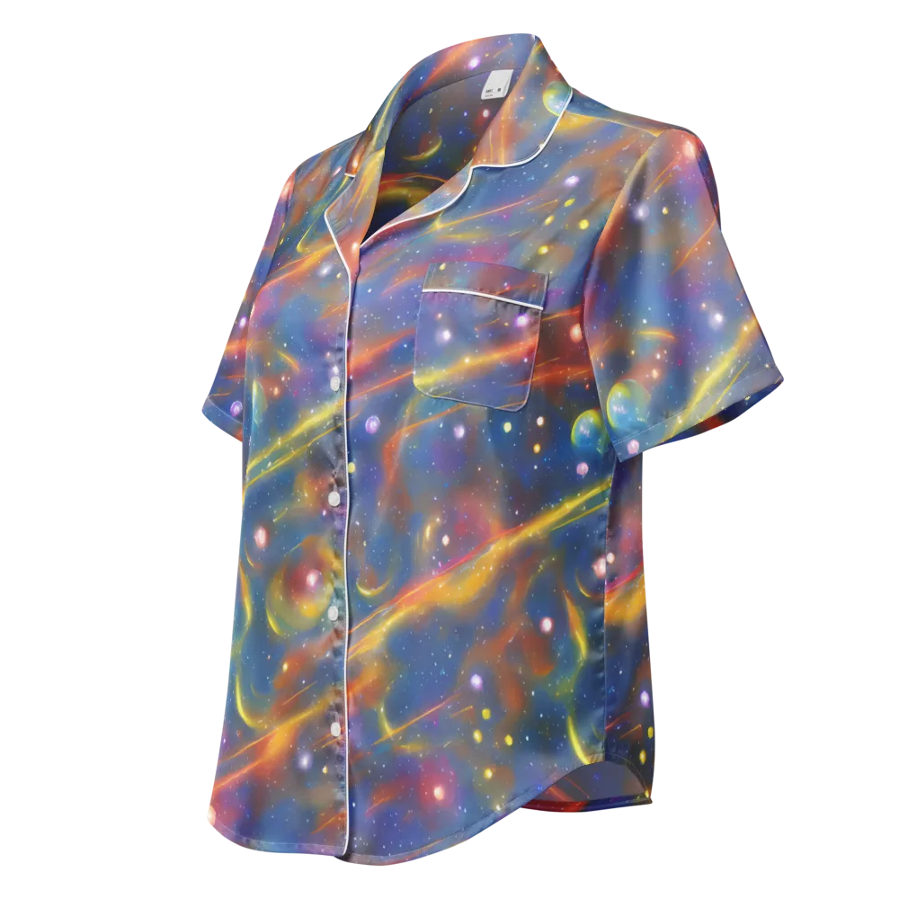 Astral Aurora on Women's Short Sleeve Pajama Top — Left Front