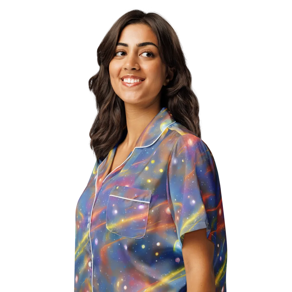 Astral Aurora on Women's Short Sleeve Pajama Top — Left Front