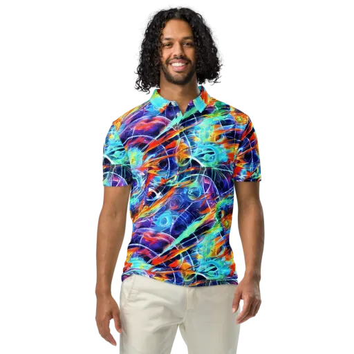 Stellar Crossfire on a Men's Slim Fit Polo Shirt