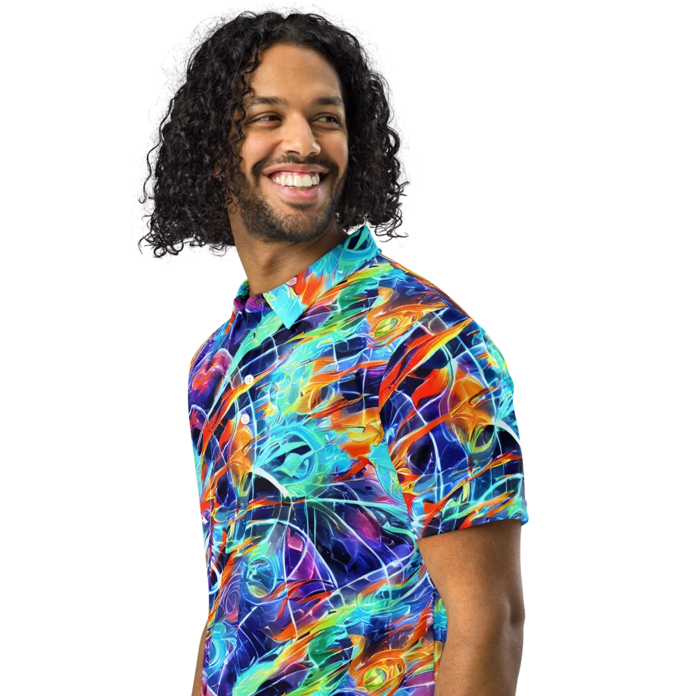 Stellar Crossfire on Men's Slim Fit Polo Shirt — Left Front