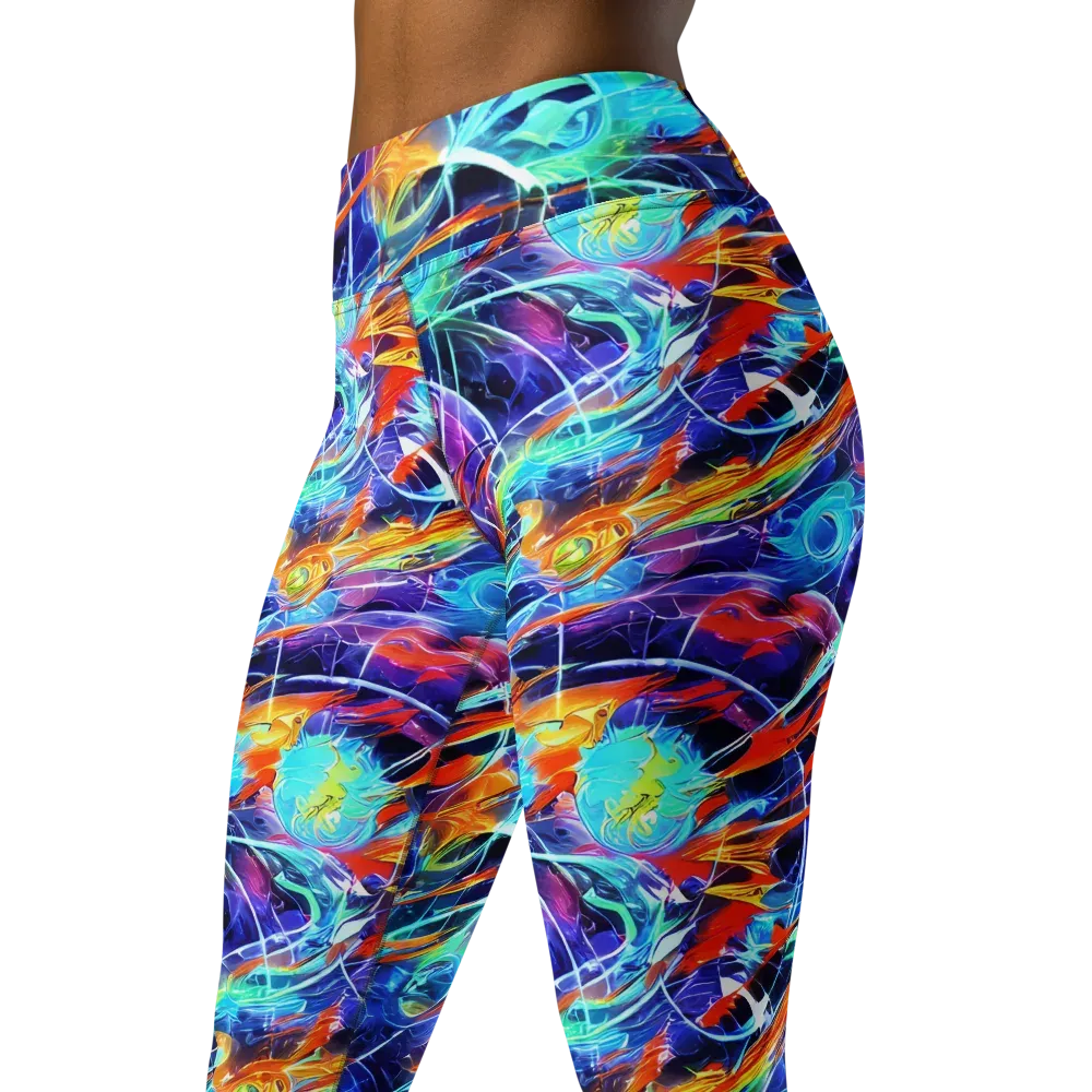 Stellar Crossfire on Yoga Leggings — Left Front