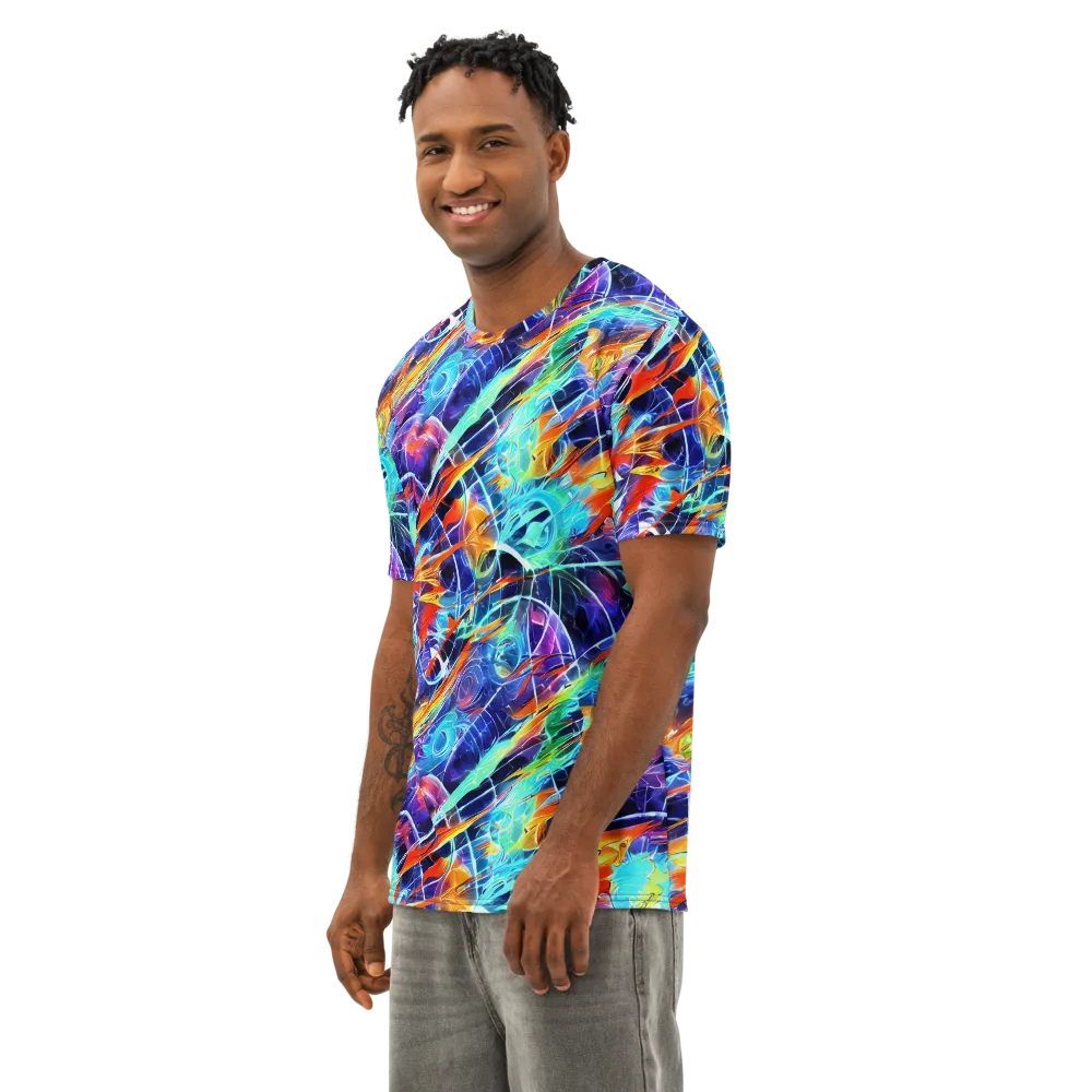 Stellar Crossfire on Men's Cotton Crew Neck T-Shirt — Left Front