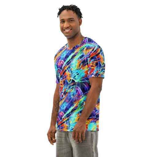 Stellar Crossfire on a Men's Cotton Crew Neck T-Shirt