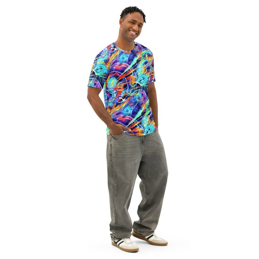 Stellar Crossfire on Men's Cotton Crew Neck T-Shirt — Right Front