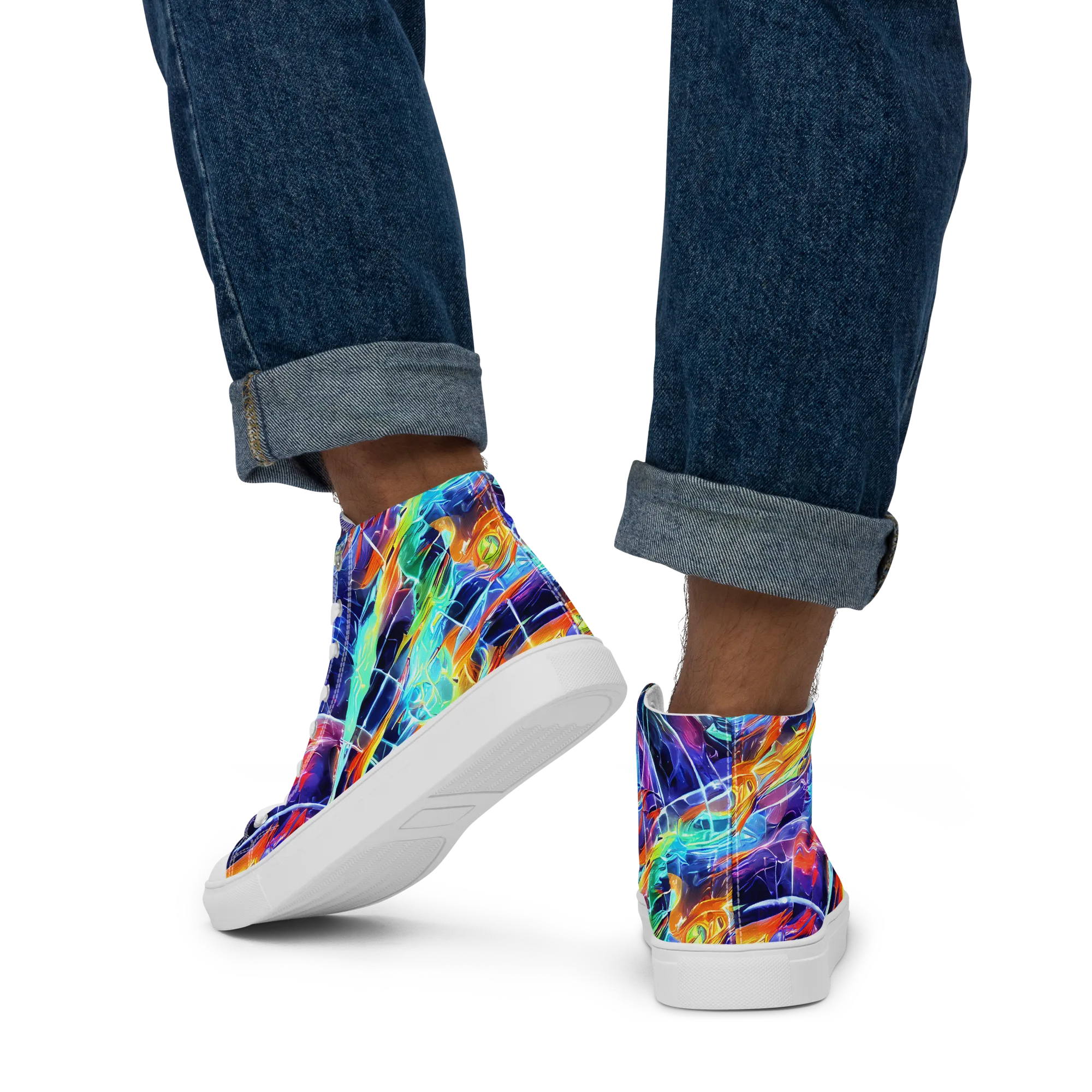 Stellar Crossfire on Men's High Top Canvas Shoes — Back